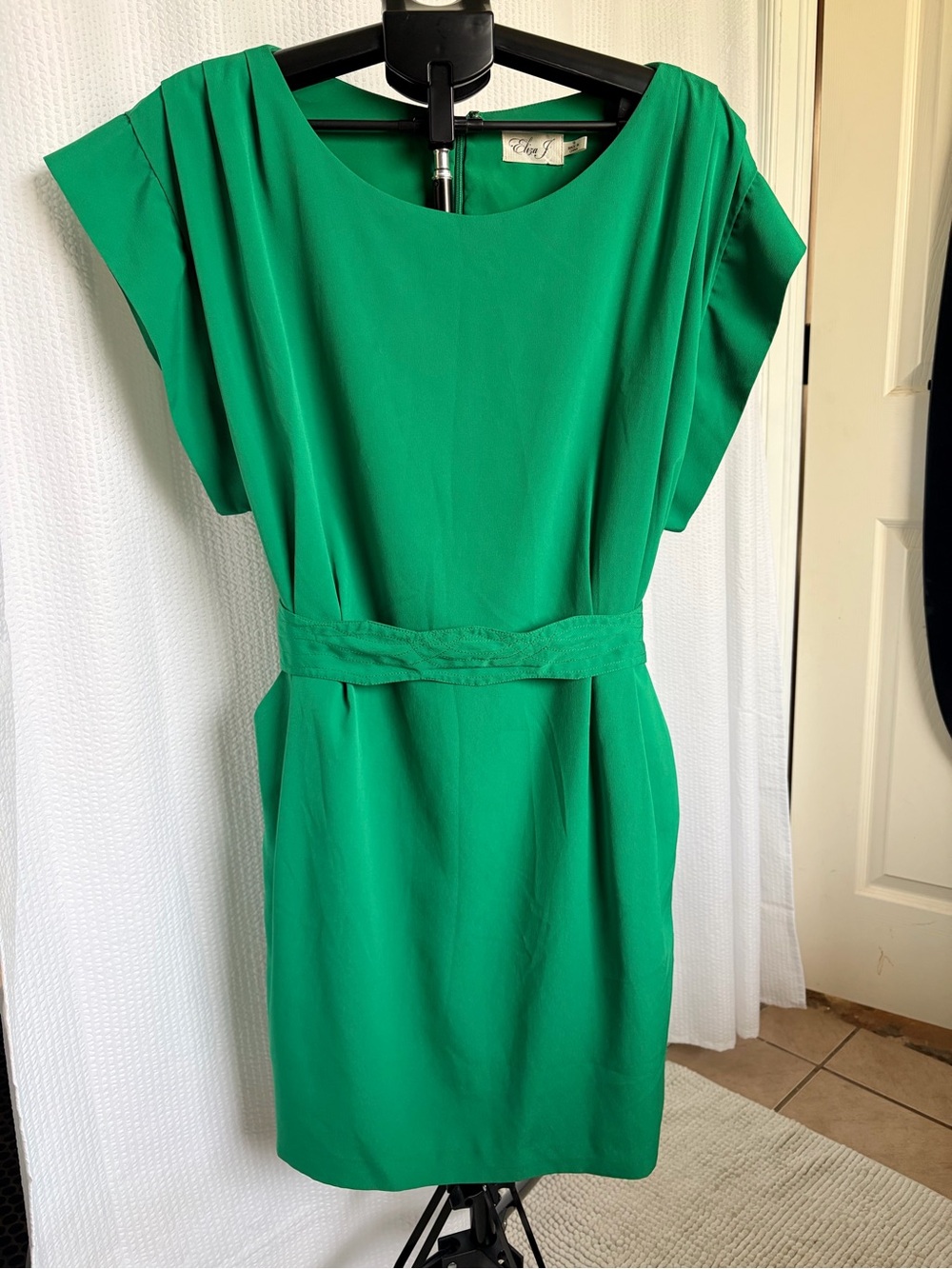 Eliza J Kelly Green Short-Sleeve Belted Mini Dress